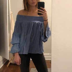 Maje Chambray Off the Shoulder Top NWT